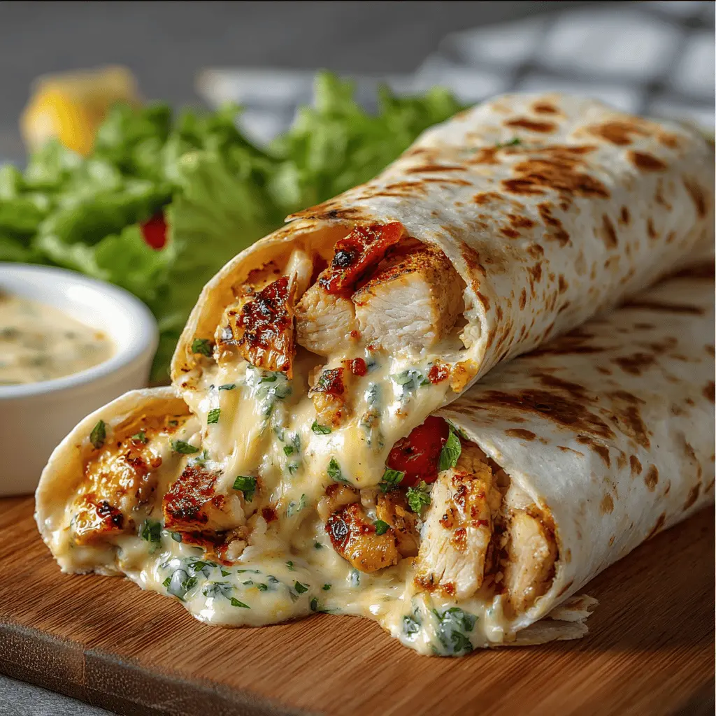 Cheesy Garlic Chicken Wraps: Easy, Flavor-Packed Dinner Delight