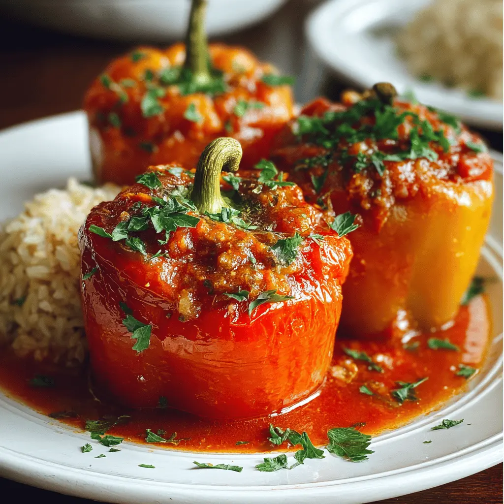 Stuffed Bell Peppers with Tomato Sauce