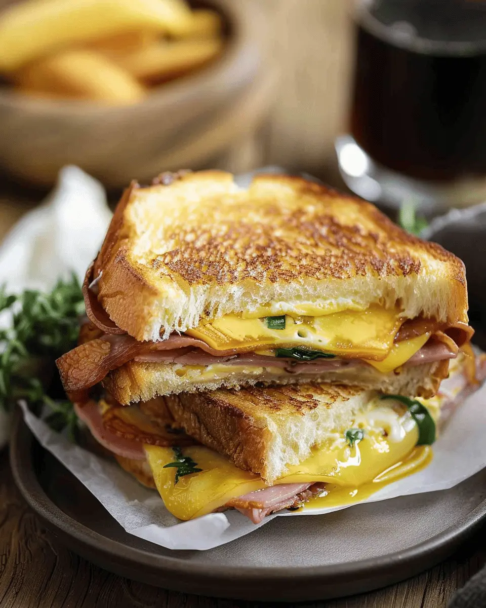 Egg and Ham Breakfast Sandwich: Easy Recipe with Turkey Bacon
