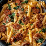 One Pot Creamy Cajun Sausage Pasta (30-Minutes)