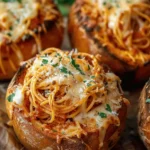 Spaghetti Garlic Bread Bowls