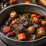 French-Style Beef Stew with Red Wine and Vegetables