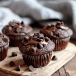 Moist chocolate muffins with oil & cocoa
