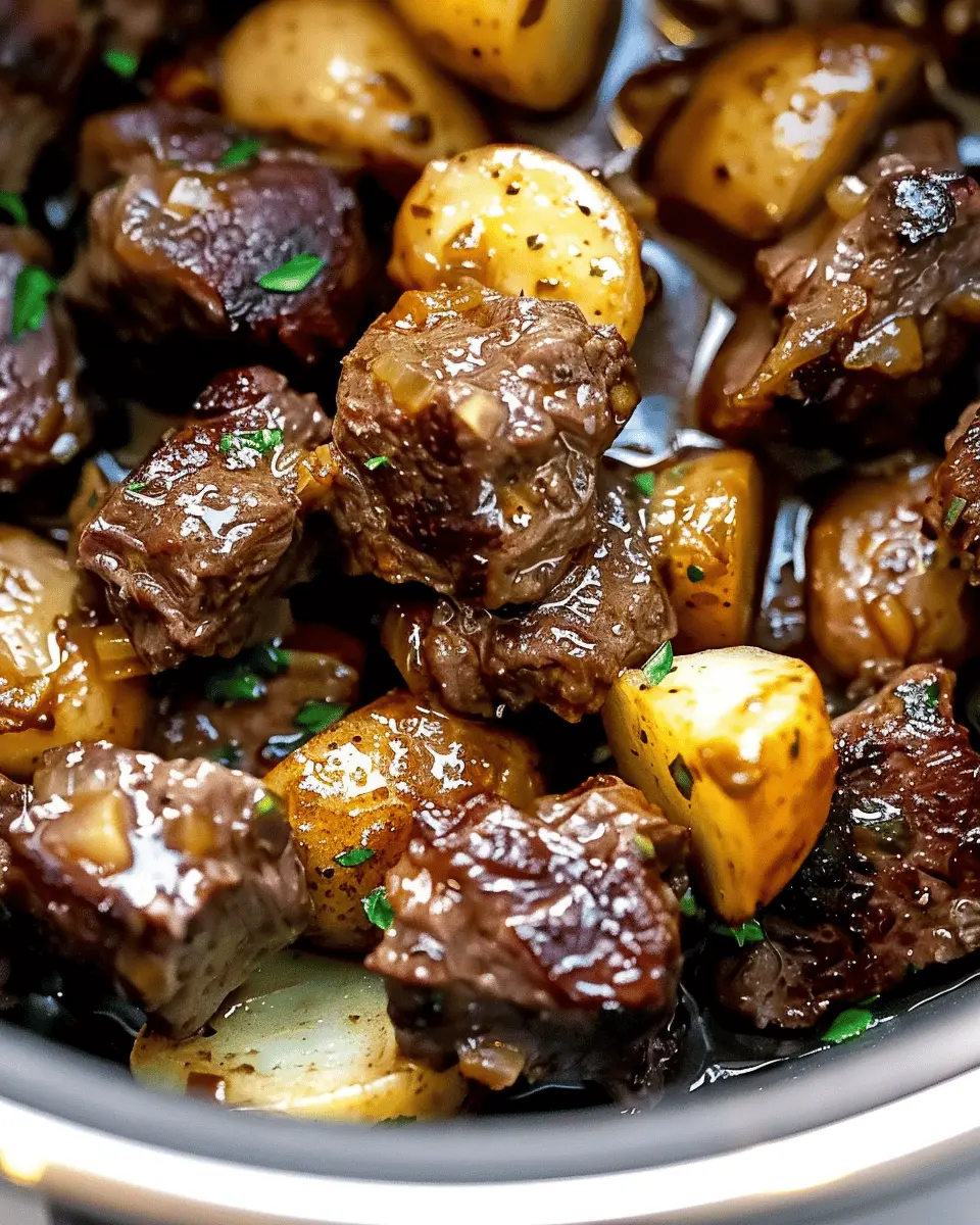 Crockpot Garlic Butter Beef Bites with Potatoes: Easy & Delicious