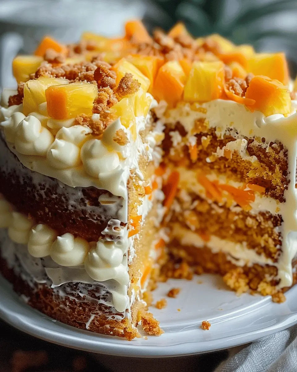 Pineapple Carrot Cream Cake : Moist & Tropical