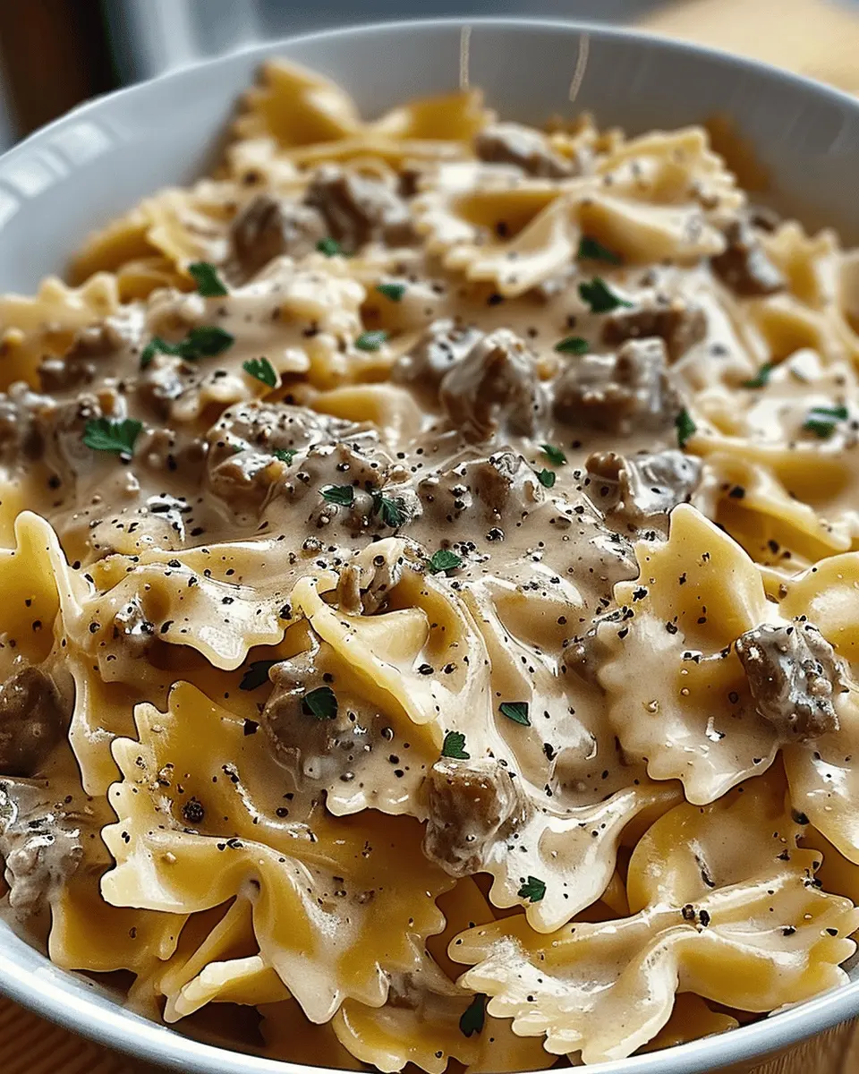 Creamy Parmesan Garlic Beef Bowtie Pasta: A Cozy Weeknight Delight