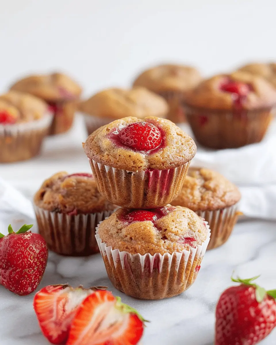 Healthy Strawberry Banana Yogurt Muffins