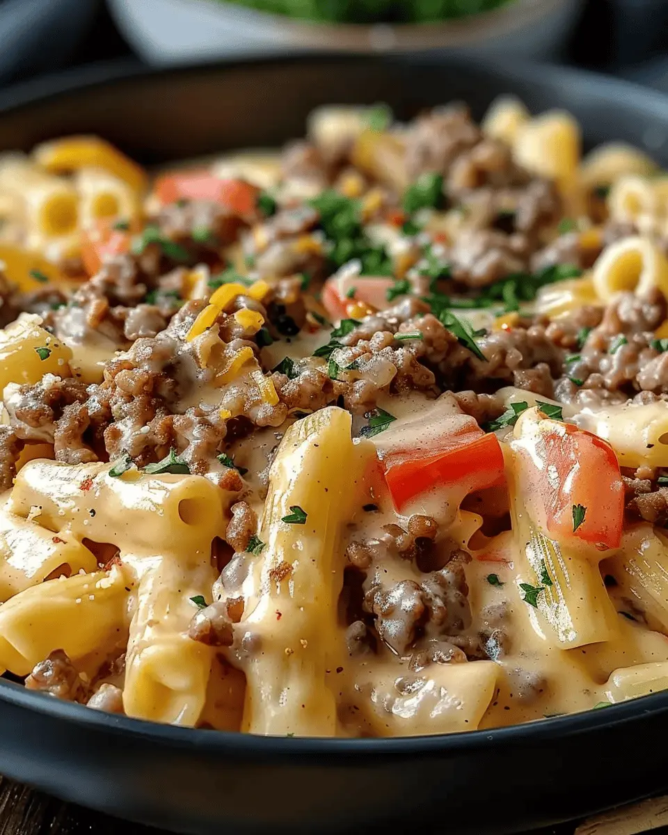 Loaded Cheeseburger Alfredo Pasta : Ultimate Creamy Dinner
