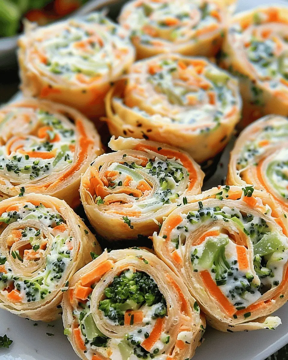 Vegan Veggie Pinwheels with Broccoli and Carrots