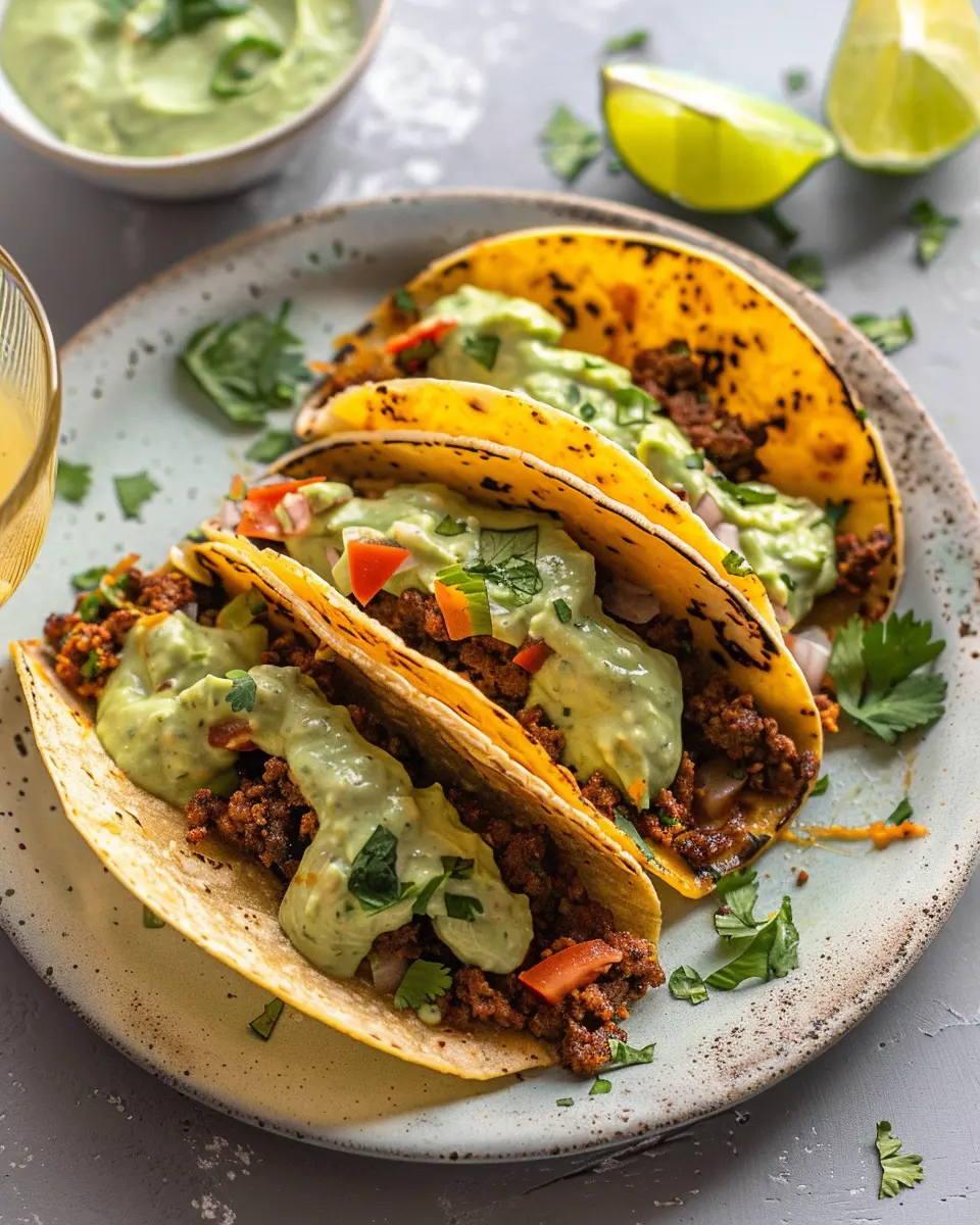 Crispy Baked Ground Turkey Tacos with Avocado Sauce: Easy and Delicious