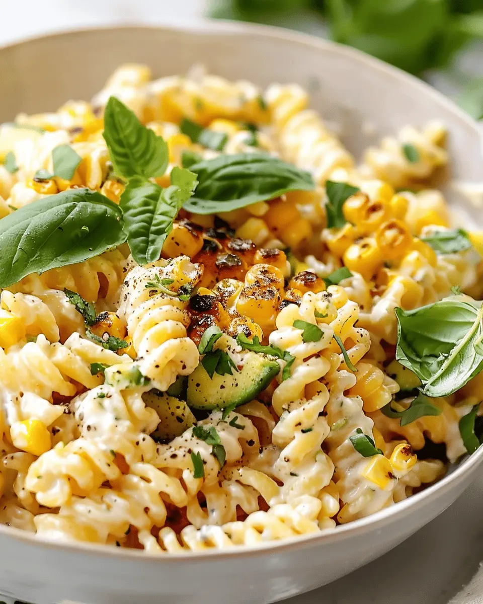 Creamy Street Corn Pasta Salad with Turkey Bacon Delight