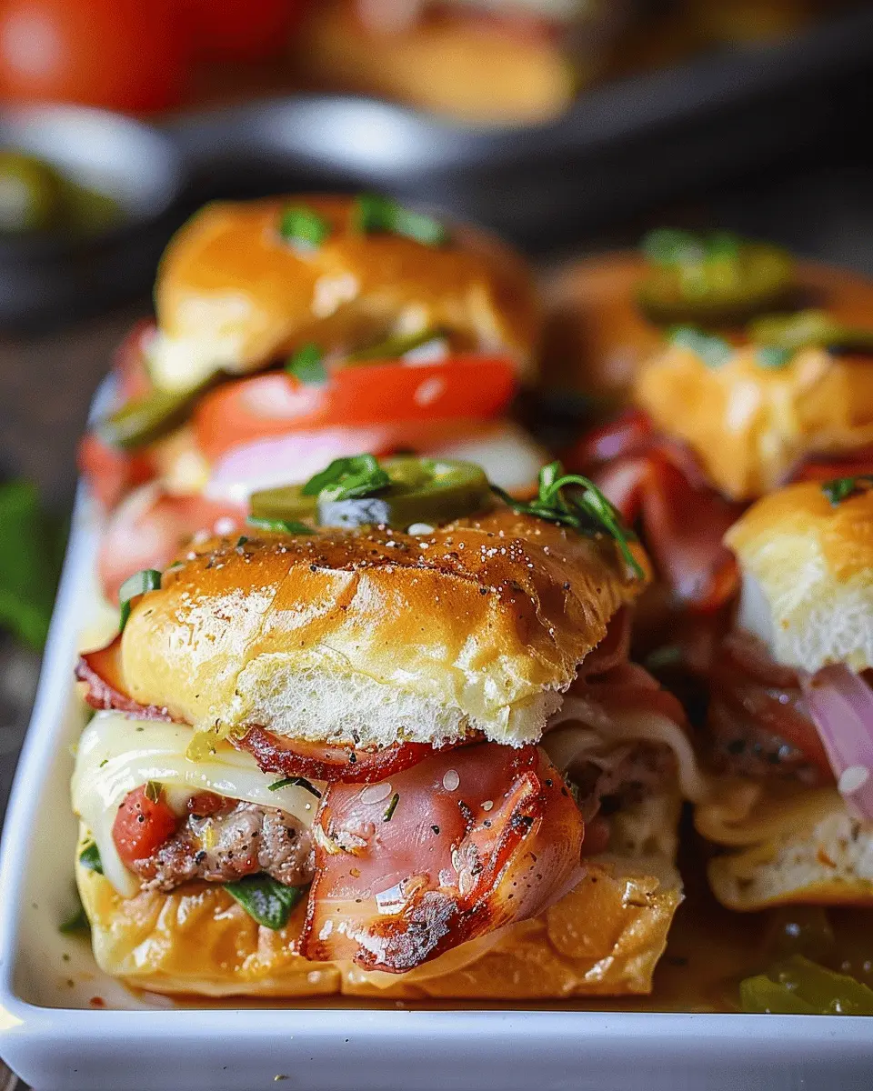 Hot Italian Sub Sliders: Juicy Turkey Bacon & Chicken Ham Delight