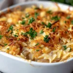 French Onion Chicken Orzo Casserole