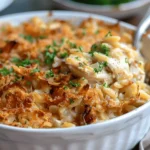 French Onion Chicken Orzo Casserole