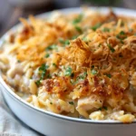 French Onion Chicken Orzo Casserole
