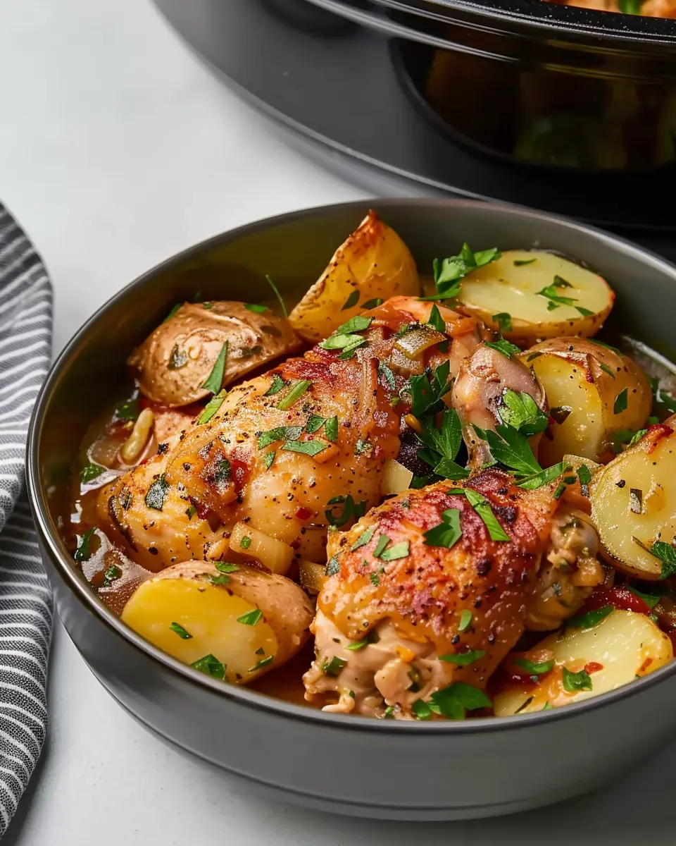 Slow Cooker Chicken: Indulgent Parmesan Garlic Chicken and Potatoes