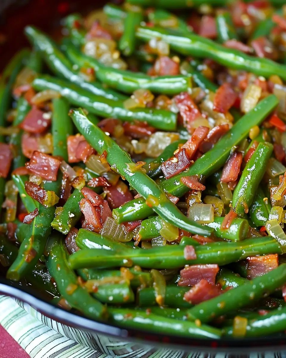 Smothered Green Beans with Turkey Bacon: A Healthy Comfort Dish
