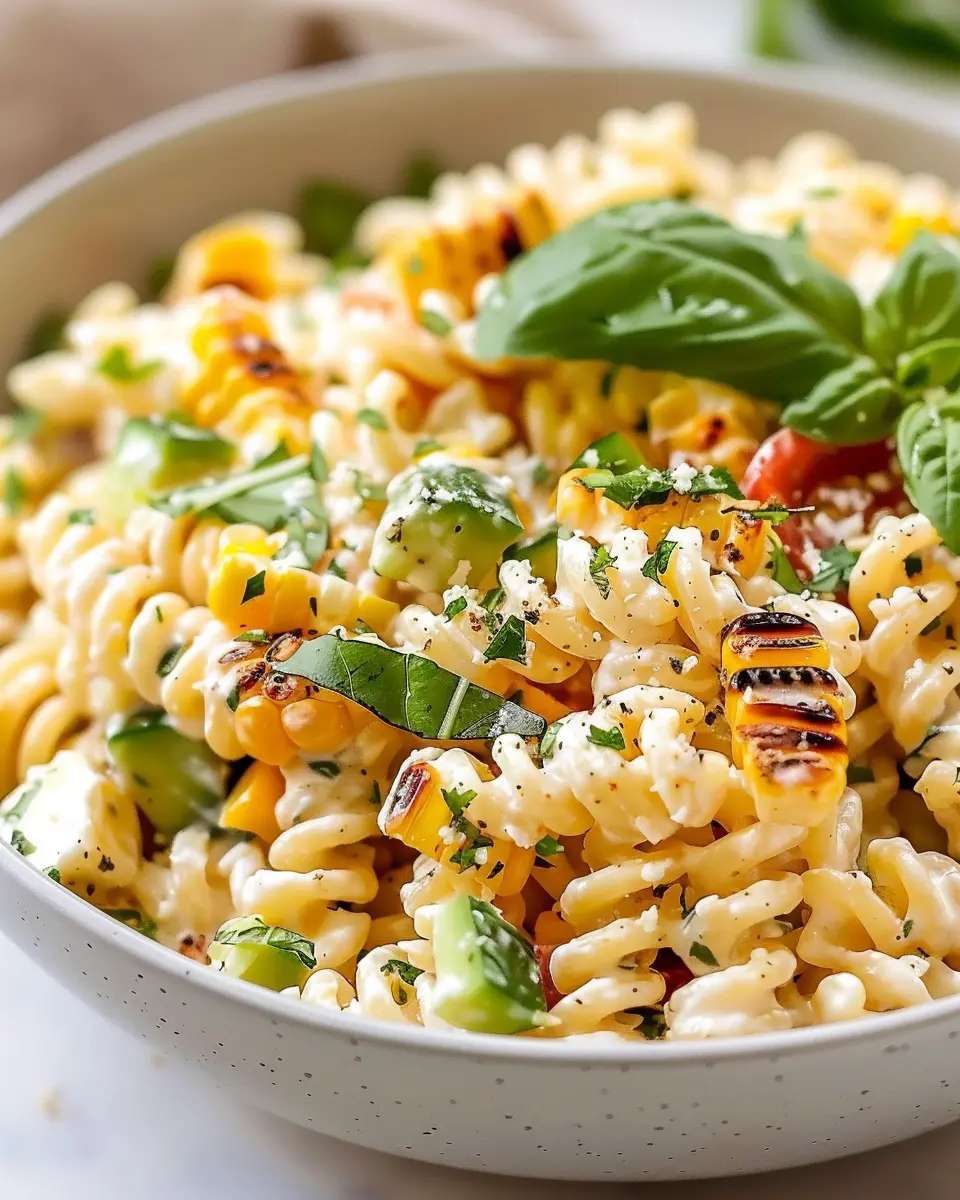Creamy Street Corn Pasta Salad with Turkey Bacon: Easy and Delicious