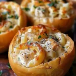 Chicken Alfredo Garlic Bread Bowls