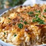 French Onion Chicken Orzo Casserole