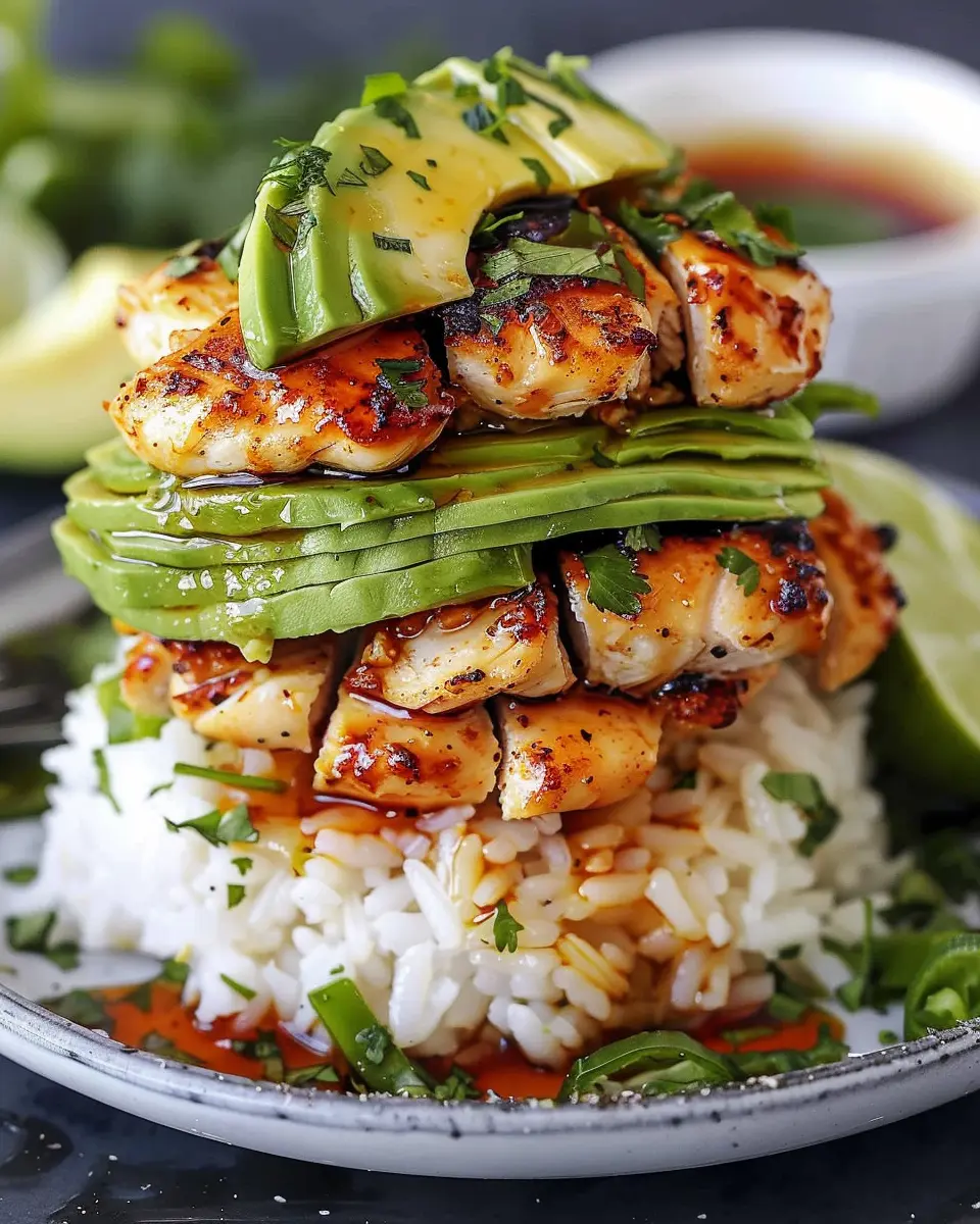Honey Lime Chicken & Avocado Rice Stack