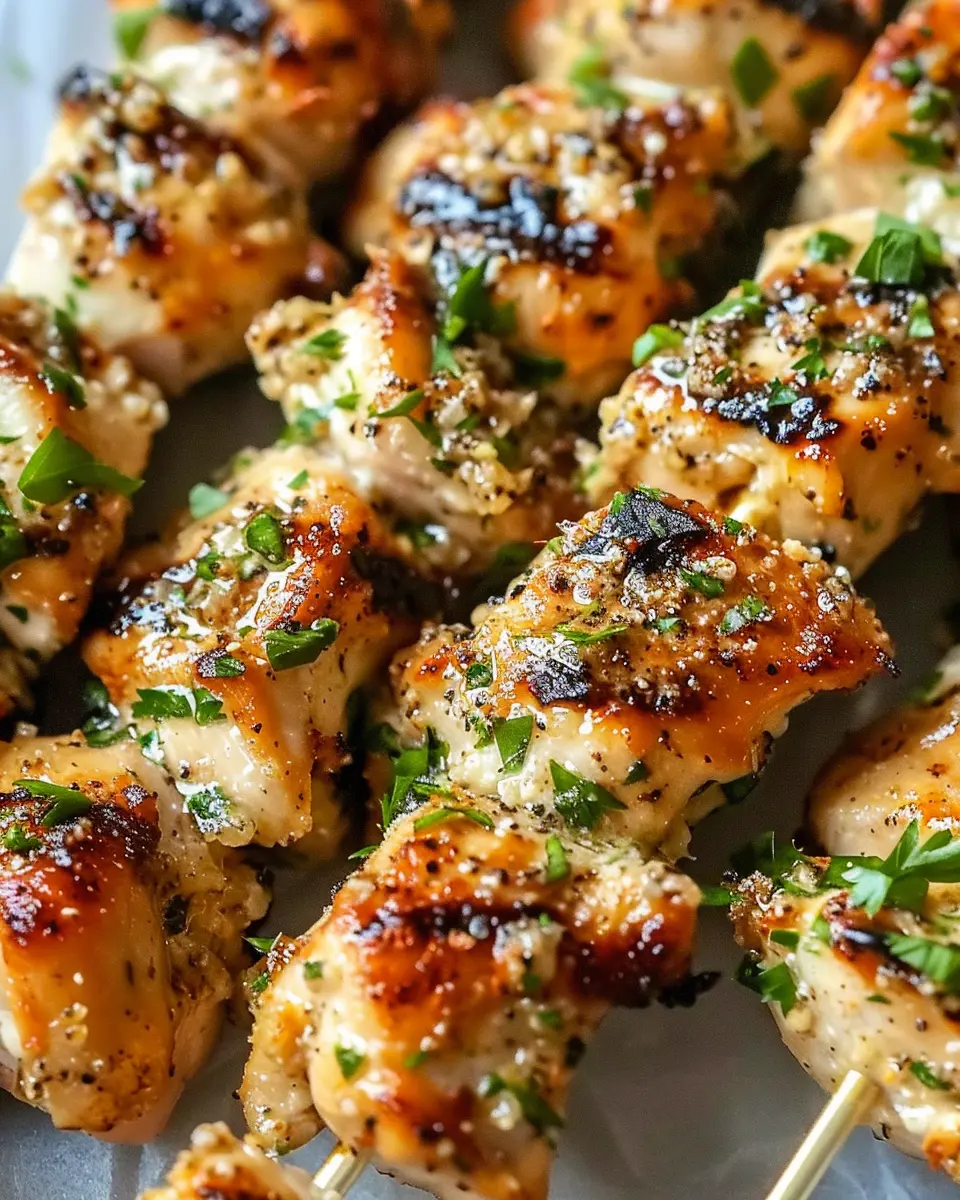 Ranch Garlic Parmesan Chicken Skewers