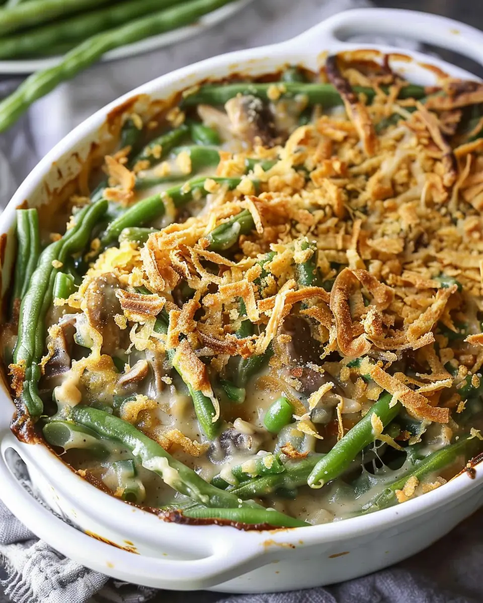 Irresistible Campbells Green Bean Casserole with Turkey Bacon Delight