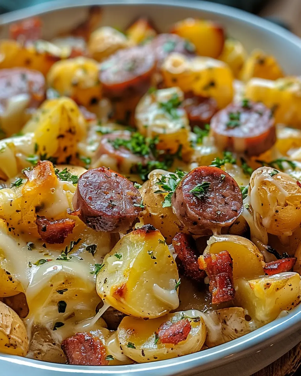 Cheesy Ranch Potatoes and Smoked Sausage