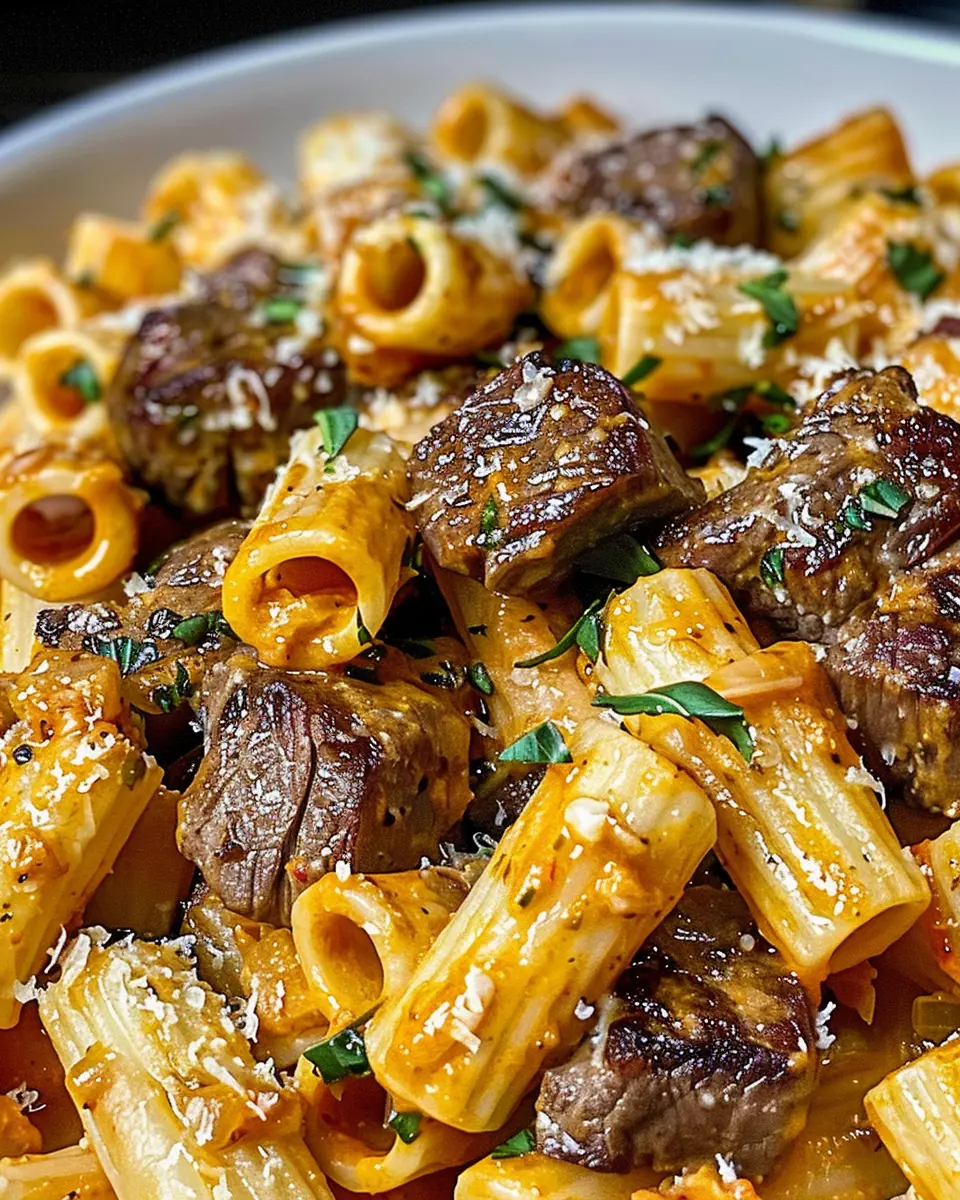 Cajun Steak Tips in Cheesy Rigatoni Parmesan Sauce: A Comforting Delight