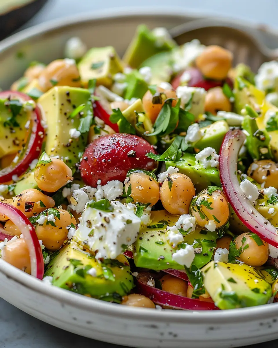 Chickpea Feta Avocado Salad