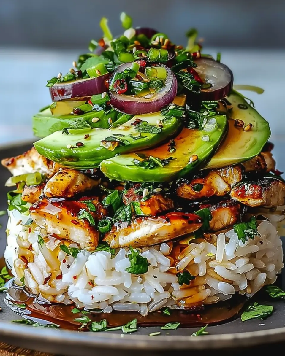 Tangy Honey Lime Chicken &amp; Avocado Rice Stack That’s Easy to Love