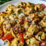 Cowboy Butter Garlic Chicken Tortellini with Fire-Roasted Red Peppers