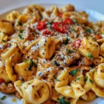Cowboy Butter Garlic Chicken Tortellini with Fire-Roasted Red Peppers
