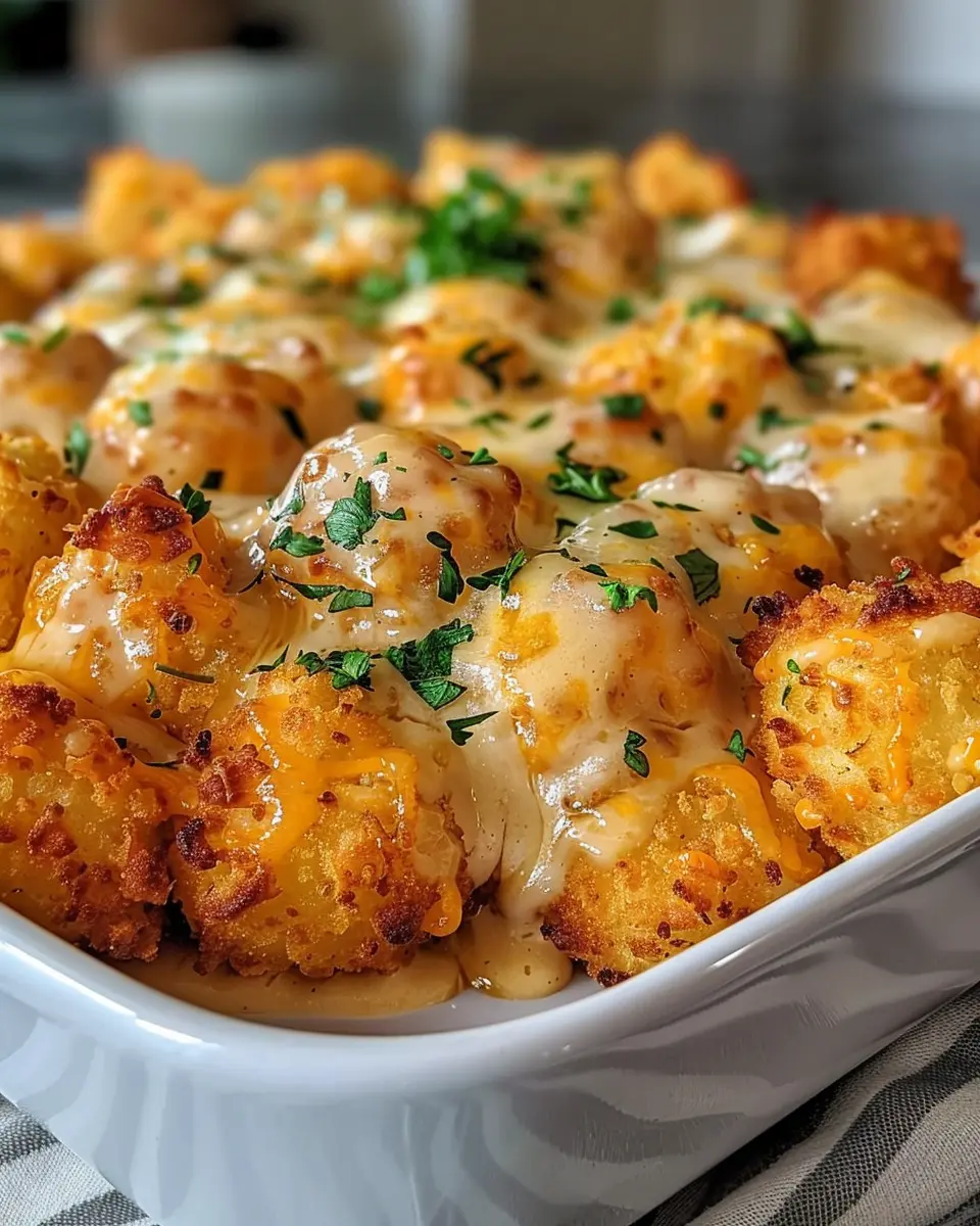 Cheddar Ranch Chicken Tater Tot Bake