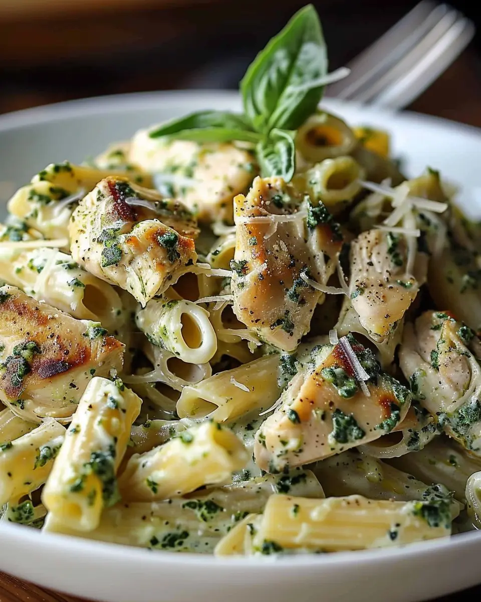 Creamy Pesto Chicken Pasta: Easy Comfort Food with Turkey Bacon