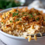 French Onion Chicken Orzo Casserole